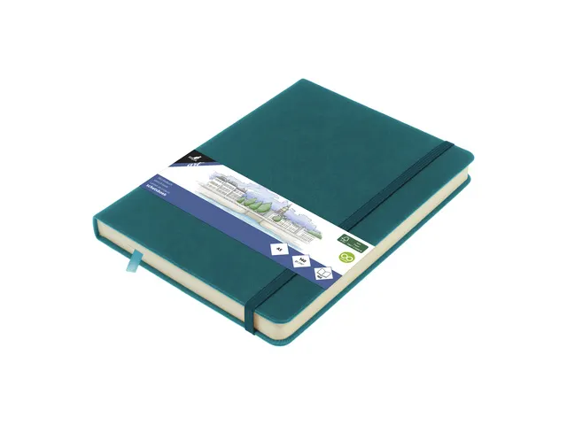 Schetsboek Kangaro A5 dark turquoise PU HC 80 vel 140gr roomwit met el