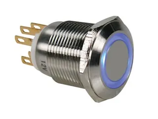 Drukknop IN Roestvrij Staal Spdt 1NO 1NC - Blauwe Ring - 19mm - 1
