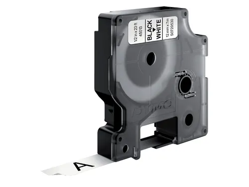 Labeltape Dymo 45013 LabelManager D1 polyester 12mm zwart op wit