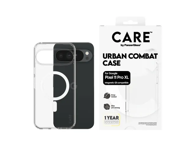 PanzerGlass CARE by Urban Combat Case Transparent w. White Qi Go