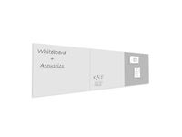 Whiteboardwand 88x354cm 2x Whiteboard Paneel 1x Prikwand Silver Grey
