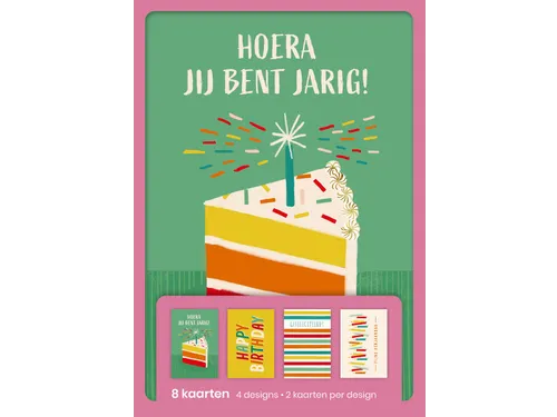Hallmark Wenskaarten Hoera jij bent jarig! 8 Stuks Assorti