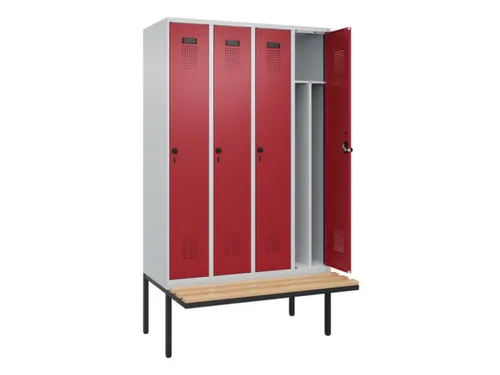 locker met bank,voor scheiding van kleding,HxBxD 2120x1200x815mm,4vak