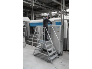 bordestrap,verrijdbaar,bordes H 1,95m,2x8treden,aluminium,4zwenkwielen - 9