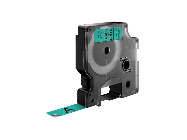 Labeltape Dymo 45019 D1 S720590 12mmx7m zwart op groen
