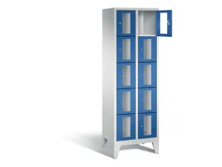 Lockerkast 1850x610x500mm 2x5 vakken Cilinderslot Poten, RAL5010 - 1