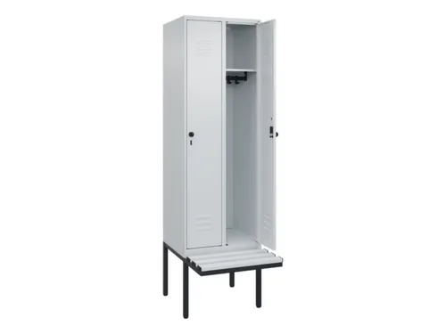 locker met bank,HxBxD 2120x600x815mm,2vak,vak B 300mm,draaigrendel