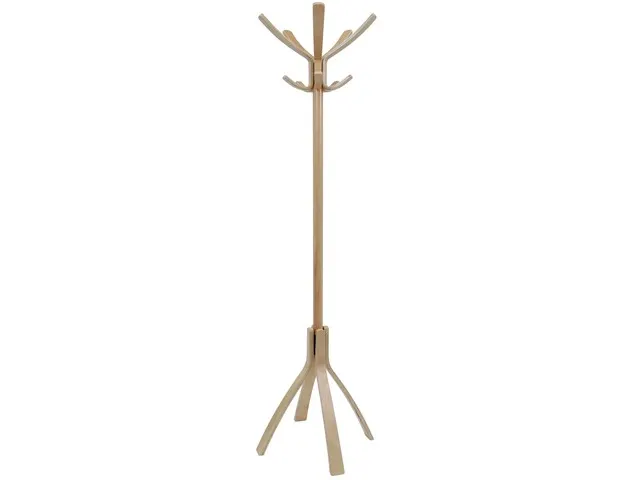 Cafe houten kapstok met 10 haken in licht hout 176 cm.