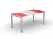 Bureau 750x1800x800mm rouge/blanc 4 pieds blanc