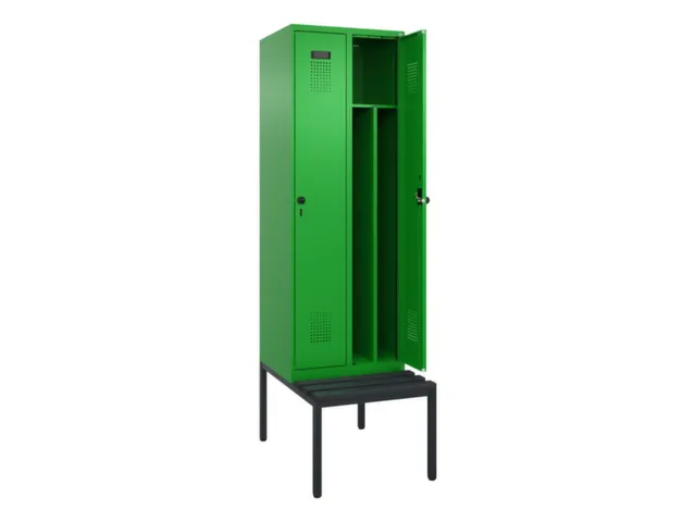locker met bank,voor scheiding van kleding,HxBxD 2120x600x815mm,2vak