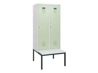 locker met bank,HxBxD 1950x800x815mm,2vak,vak B 400mm,cilinderslot - 2