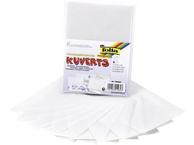 Envelop Folia A6 115gr set à 8 stuks transparant