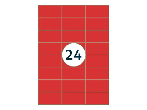 Gekleurde Etiketten 70x37mm Rood 42612 1000 Vel