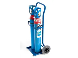 Flessenkar,draagverm. 100kg,2x10l fles,m. ketting,RAL5010,TPE-banden