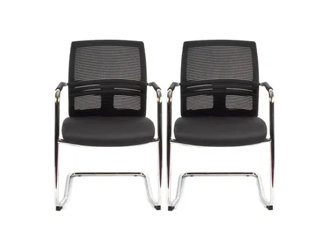 Bezoekersstoel EN1335 Linea Omnia 02 zwart/zwart set van 2 stuks