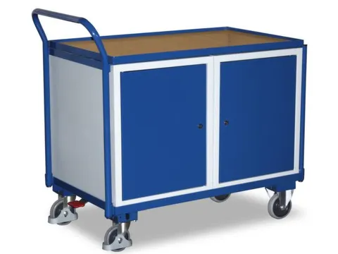 Tafel- En Kastwagen 250kg Laadvl. Lxb 1000x600mm 2 Kasten Ral 5010