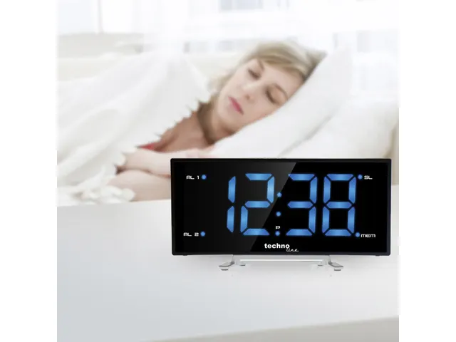Wekkerradio Technoline WT 460 171x40x87mm zwart gebogen LED blauw