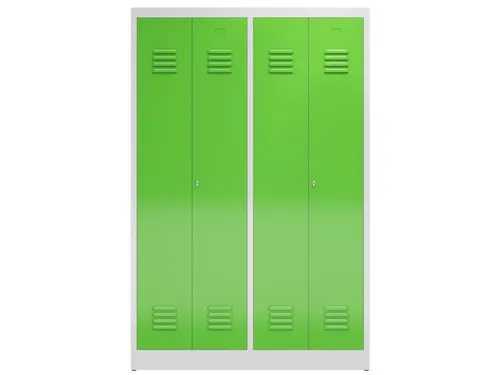 garderobekast HxBxD 1800x1185x500mm 4vak klink RAL7035 RAL6018