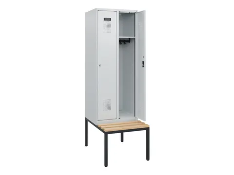 locker met bank,HxBxD 1950x600x815mm,2vak,vak B 300mm,cilinderslot