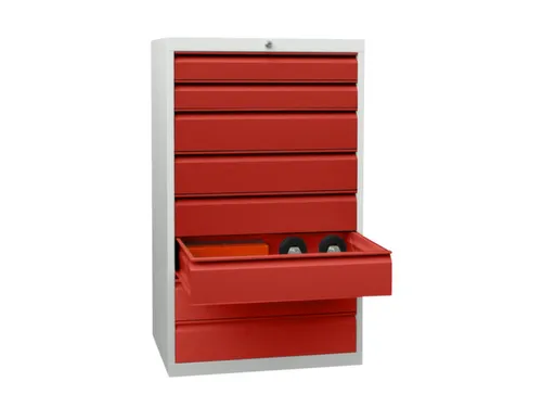 ladekast,HxBxD 1200x500x600mm,8lade(n),cil.-slot,RAL7035,front RAL3000