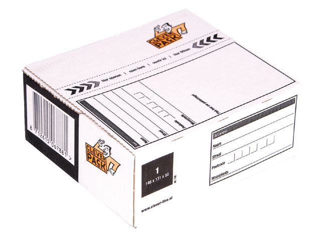 Postpakketbox 1 CleverPack 146x131x56mm wit 25stuks | CleverpackShop.nl