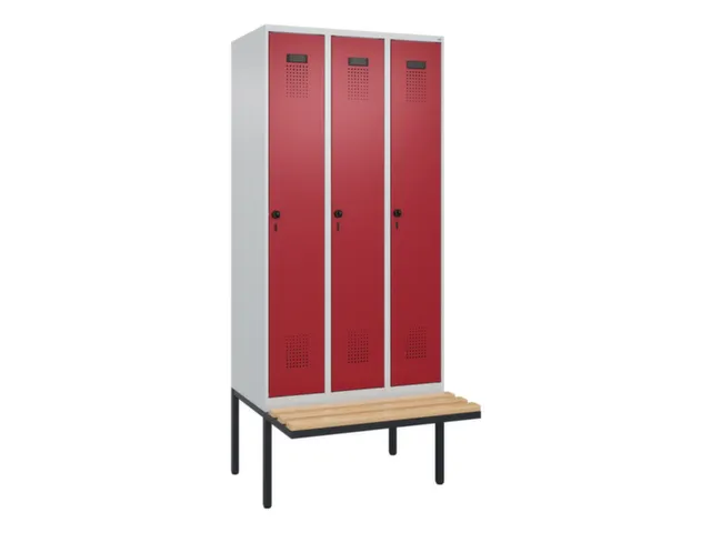 locker met bank,voor scheiding van kleding,HxBxD 2120x900x815mm,3vak