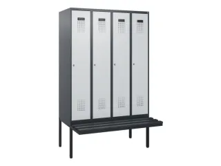 locker met bank,HxBxD 1950x1200x815mm,4vak,vak B 300mm,cilinderslot - 2