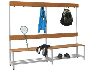 omkleedbank,LxD 2000x400mm,houten lijst beuken,onderstel RAL3000 - 1