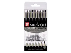 Fineliner Set Sakura Pigma Micron assorti + brushpen zwart