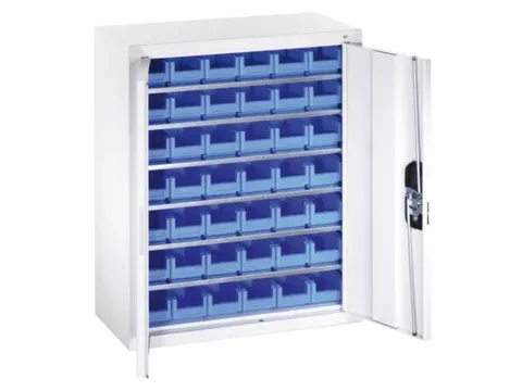 Stellingkast 830x700x300mm 6 Legborden 42 Magazijnbakken Ral 7035