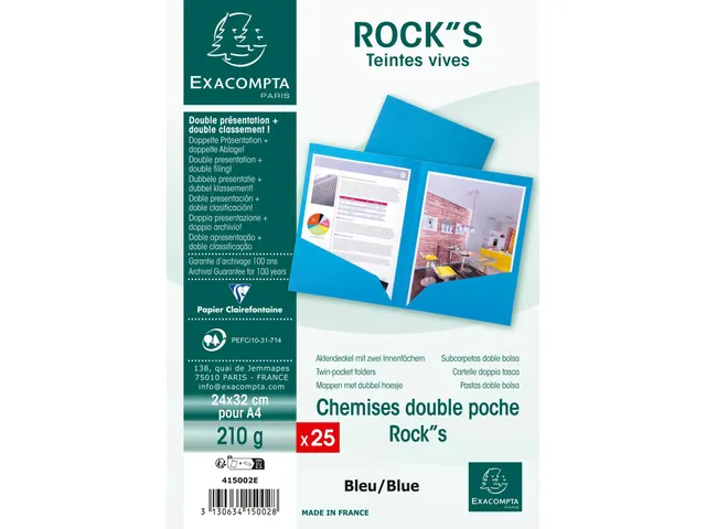 Pk25 map dubbele kle p ROCK"S A4/A3 blauw