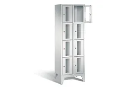 Lockerkast 1850x610x500mm 2x4 vakken Cilinderslot Poten, RAL7035