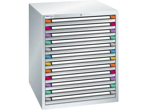 ladekast HxBxD 1000x805x695mm 12laden RAL7035 front RAL7035