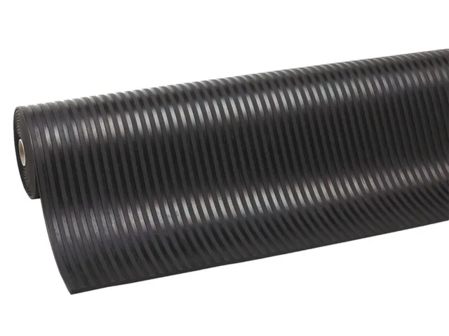 werkplek-vloerbedekking,metergoed,HxB 6x1200mm,rubber,brede ribbels