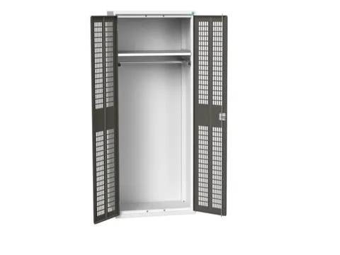 Lockerkast 2000x800x550mm 1 vak, dubbele ventilatiedeur, RAL7016