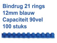 Reliure Fellowes 12mm 21 anneaux A4 bleu 100 pièces
