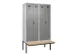 locker met bank,voor scheiding van kleding,HxBxD 2120x1200x815mm,4vak
