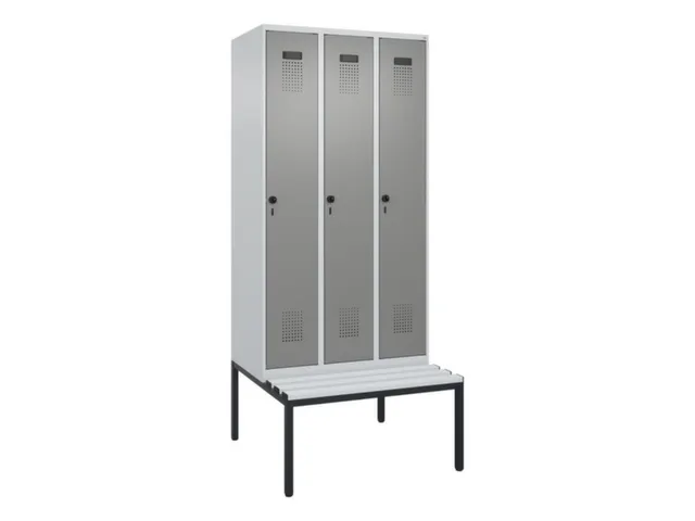 locker met bank,voor scheiding van kleding,HxBxD 2120x900x815mm,3vak