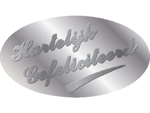 Etiket Haza hartelijk gefeliciteerd zilver à 1000 stuks