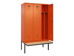locker met bank,voor scheiding van kleding,HxBxD 2120x1200x815mm,3vak