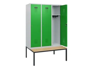 locker met bank,HxBxD 1950x1200x815mm,3vak,vak B 400mm,cilinderslot - 1