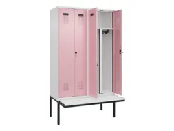 PBM-locker met bank,HxBxD 2120x1200x815mm,4vak,vak B 300mm