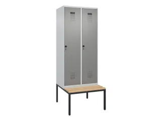 locker met bank,voor scheiding van kleding,HxBxD 2120x800x815mm,2vak - 2