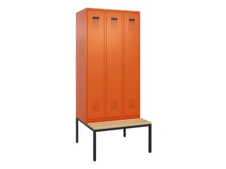 locker met bank,voor scheiding van kleding,HxBxD 2120x900x815mm,3vak - 2