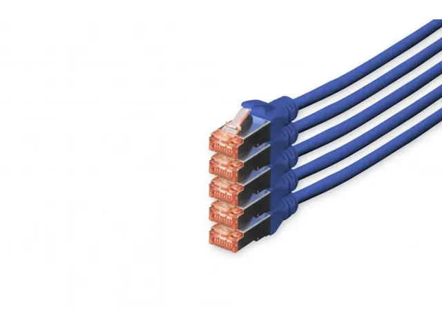 CAT 6 S-FTP patchkabel Cu LSZH AWG 27/7 Lengte 10m 5 stuks Blauw