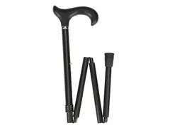 Luxe wandelstok opvouwbaar 83-95cm soft derby handvat zwart tot 100 kg