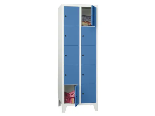 lockerkast,HxBxD 1850x600x500mm,2x5vakken,RAL7035,front RAL5012
