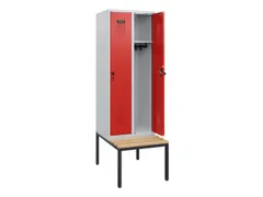 locker met bank,HxBxD 1950x600x815mm,2vak,vak B 300mm,draaigrendel