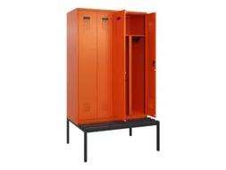 PBM-locker met bank,HxBxD 2120x1200x815mm,4vak,vak B 300mm