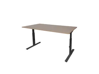Bureau Linesto Plus Hoogte instelbaar 180x90cm Havana T-poot Zwart - 1